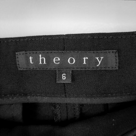 Theory Wool Black Faux Zipper Detail Straight Leg Dress Pants - Picture 7 of 8